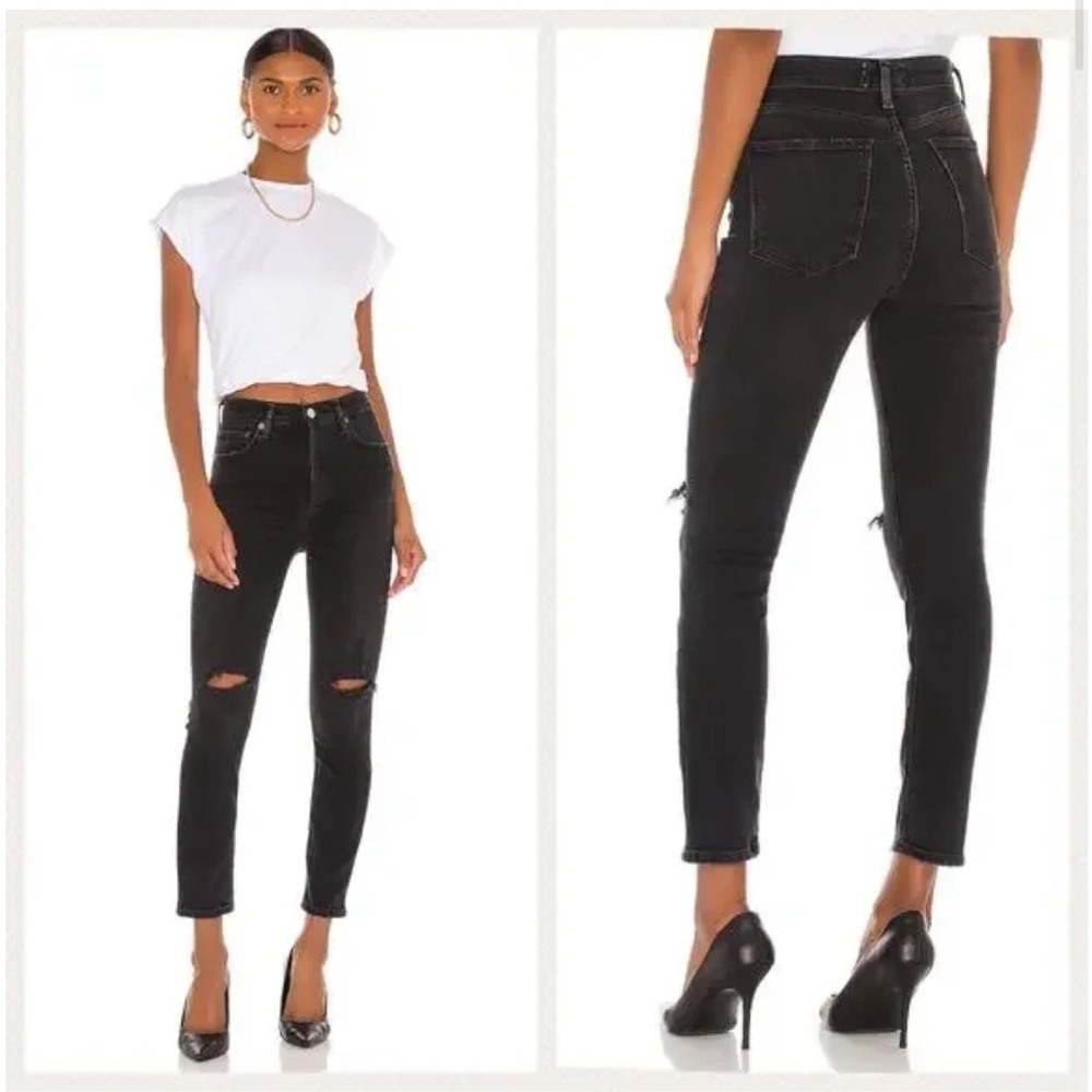 Agolde Nico High Rise Slim Jean In Cassette Black Size 26